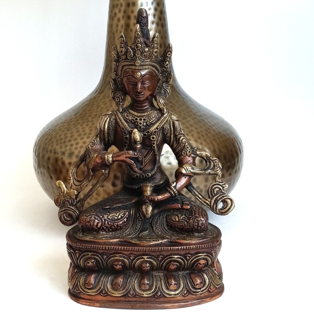Rare Antique Brass Bronze Vajrasattva 9” Figurine From India (Heavy)